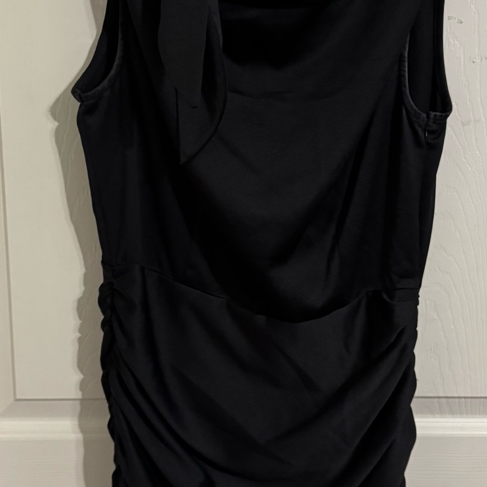 TCEC Black Ruched One Shoulder Sheath Dress